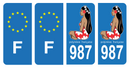 Lot 4 Autocollants Plaque d'immatriculation 987 Polynésie Française