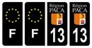 Lot 4 Autocollants Plaque d'immatriculation Voiture 13 Ancien Logo Paca Noir