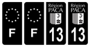 Lot 4 Autocollants Plaque d'immatriculation Voiture 13 Ancien Logo Paca Noir