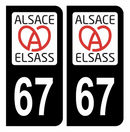 Autocollant Plaque d'immatriculation Voiture Elsass 67