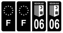 Lot 4 Autocollants Plaque d'immatriculation Voiture Département 06 Région SUD Noir