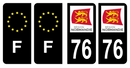 Lot 4 Autocollants Plaque d'immatriculation Voiture Département 76