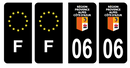 Lot 4 Autocollants Plaque d'immatriculation Voiture Département 06