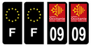 Lot 4 Autocollants Plaque d'immatriculation Voiture Département 09