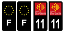 Lot 4 Autocollants Plaque d'immatriculation Voiture Département 11 Noir