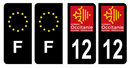 Lot 4 Autocollants Plaque d'immatriculation Voiture Département 12
