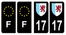 Lot 4 Autocollants Plaque d'immatriculation Voiture Département 17