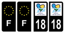 Lot 4 Autocollants Plaque d'immatriculation Voiture Département 18