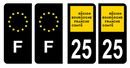 Lot 4 Autocollants Plaque d'immatriculation Voiture Département 25