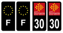 Lot 4 Autocollants Plaque d'immatriculation Voiture Département 30