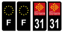 Lot 4 Autocollants Plaque d'immatriculation Voiture Département 31