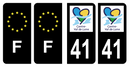 Lot 4 Autocollants Plaque d'immatriculation Voiture Département 41