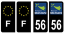 Lot 4 Autocollants Plaque d'immatriculation Voiture Département 56