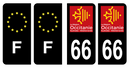 Lot 4 Autocollants Plaque d'immatriculation Voiture Département 66