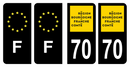 Lot 4 Autocollants Plaque d'immatriculation Voiture Département 70