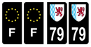 Lot 4 Autocollants Plaque d'immatriculation Voiture Département 79