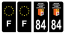 Lot 4 Autocollants Plaque d'immatriculation Voiture Département 84
