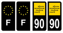 Lot 4 Autocollants Plaque d'immatriculation Voiture Département 90
