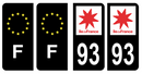 Lot 4 Autocollants Plaque d'immatriculation Voiture Département 93
