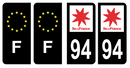 Lot 4 Autocollants Plaque d'immatriculation Voiture Département 94