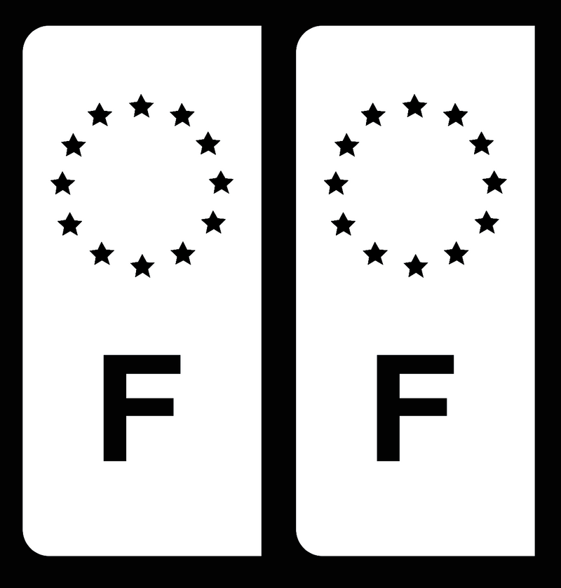 F France - Drapeau (Côté droit)  Autocollant plaque immatriculation