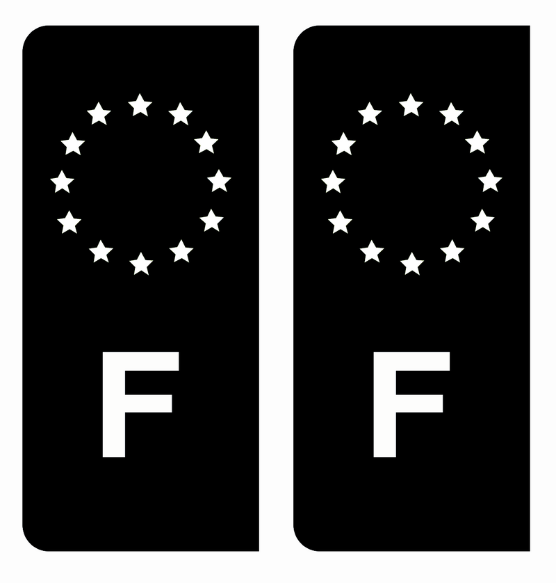 Autocollant gauche pour plaque d'immatriculation avec blason européen et  lettre F