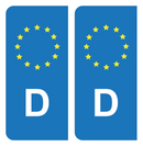 Autocollant Plaque d'immatriculation Voiture Allemagne D