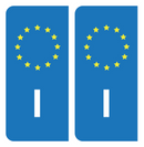 Autocollant Plaque d'immatriculation Voiture Italie I Noir