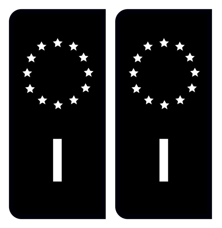 Autocollant Plaque d'immatriculation Voiture Italie I Noir