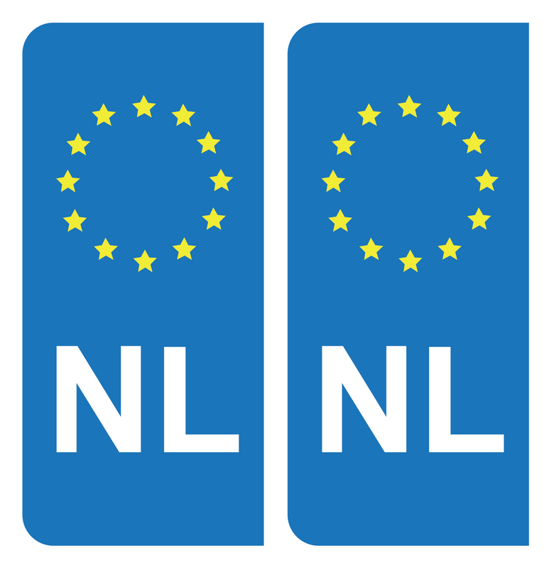Autocollant Plaque d'immatriculation Voiture Pays Bas NL Noir