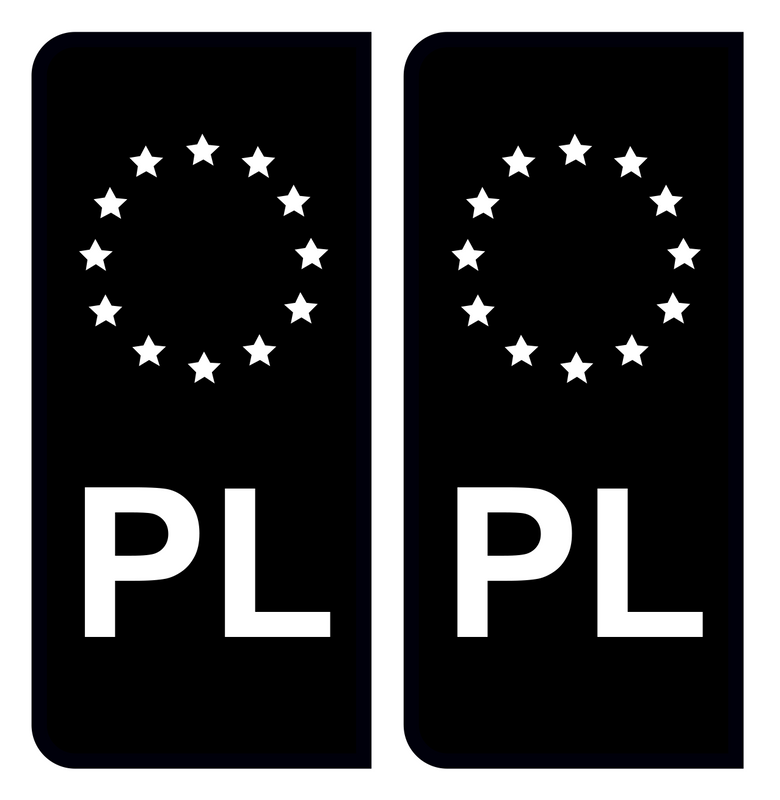 Autocollant Plaque d'immatriculation Voiture Pologne PL Noir