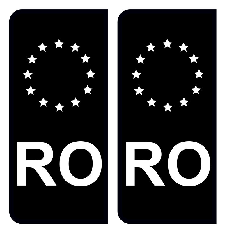 Autocollant Plaque d'immatriculation Voiture Roumanie RO Noir