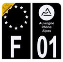 Autocollant Plaque d'immatriculation Moto Département 01 Noir