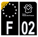 Autocollant Plaque d'immatriculation Moto Département 02 Noir