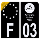 Autocollant Plaque d'immatriculation Moto Département 03 Noir