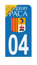 Autocollant Plaque d'immatriculation Moto Département 04 Région PACA