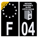 Autocollant Plaque d'immatriculation Moto Département 04 Noir