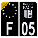 Autocollant Plaque d'immatriculation Moto Département 05 Région PACA Noir