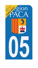Autocollant Plaque d'immatriculation Moto Département 05 Région PACA