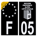 Autocollant Plaque d'immatriculation Moto Département 05 Noir