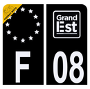 Autocollant Plaque d'immatriculation Moto Département 08 Noir