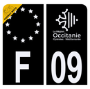 Autocollant Plaque d'immatriculation Moto Département 09 Noir