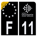 Autocollant Plaque d'immatriculation Moto Département 11 Noir