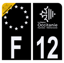 Autocollant Plaque d'immatriculation Moto Département 12 Noir