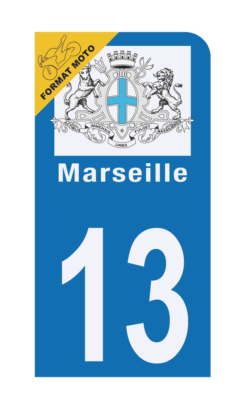 Autocollant Plaque d’immatriculation Moto 13 blason Marseille