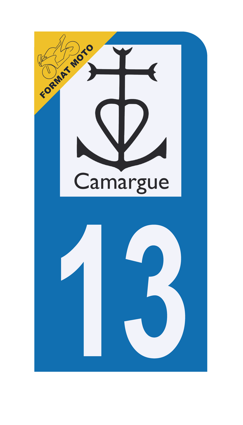 Autocollant Plaque d'immatriculation Moto 13 Logo Camargue