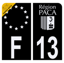 Autocollant Plaque d'immatriculation Moto Département 13 Région PACA Noir