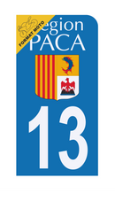 Autocollant Plaque d'immatriculation Moto Département 13 Région PACA