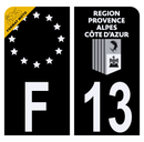 Autocollant Plaque d'immatriculation Moto Département 13 Noir