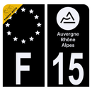 Autocollant Plaque d'immatriculation Moto Département 15 Noir